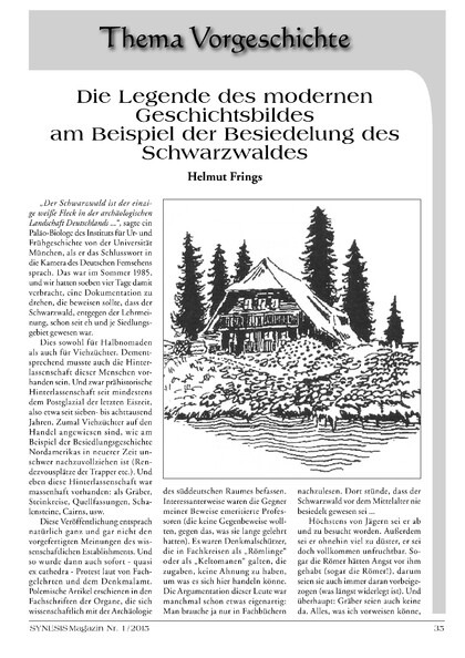 Die Legende des modernen Geschichtsbildes am Beispiel der Besiedelung des Schwarzwaldes (Helmut Frings)