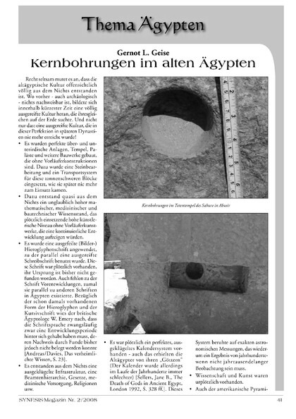 Kernbohrungen im alten Ägypten
