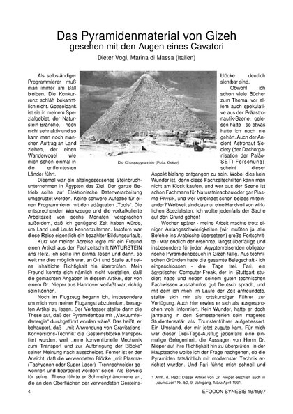 Das Pyramidenmaterial von Gizeh gesehen mit den Augen eines Cavatori