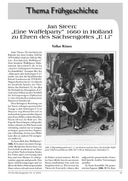 Jan Steen: „Eine Waffelparty“ 1660 in Holland zu Ehren des Sachsengottes „E Li“