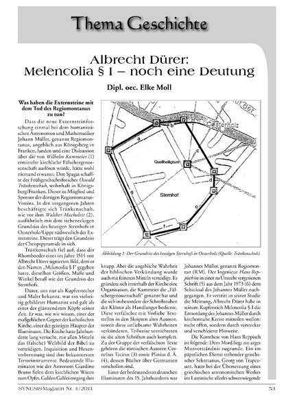 Albrecht Dürer Melencolia § I – noch eine Deutung
