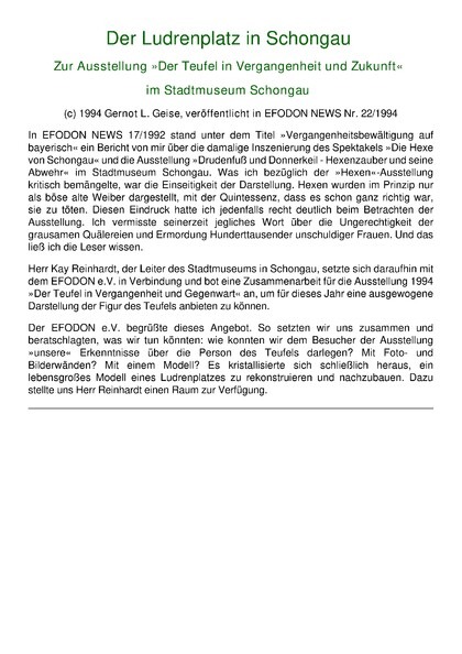 Der Ludrenplatz in Schongau – Zur Ausstellung „Der Teufel in Vergangenheit und Zukunft“ im Stadtmuseum Schongau