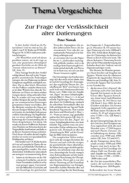 Zur Frage der Verlässlichkeit alter Datierungen