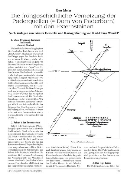 Die frühgeschichtliche Vernetzung der Paderquellen (= Dom von Paderborn) mit den Externsteinen