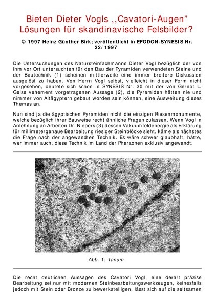 Bieten Dieter Vogls ,,Cavatori-Augen” Lösungen für skandinavische Felsbilder?