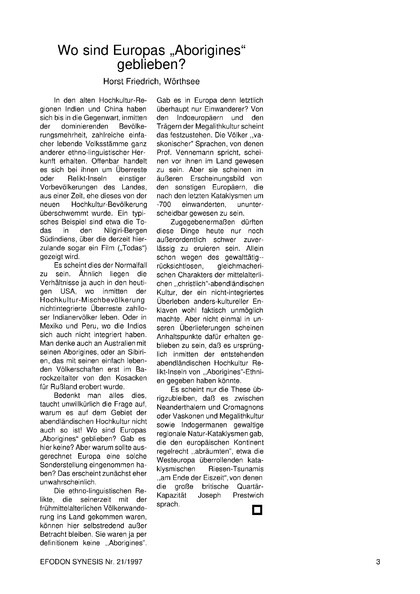 Wo sind Europas „Aborigines“ geblieben?