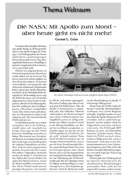 Die NASA: Mit Apollo zum Mond – aber heute geht es nicht mehr!