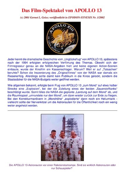 Das Film-Spektakel von APOLLO 13
