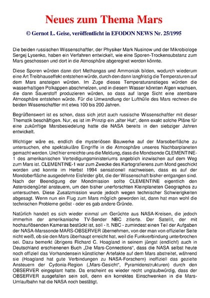 Neues zum Thema Mars