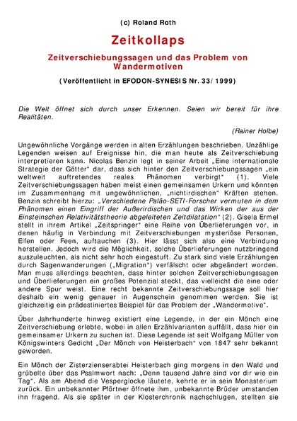 Zeitkollaps – Zeitverschiebungen und das Problem von Wandermotiven