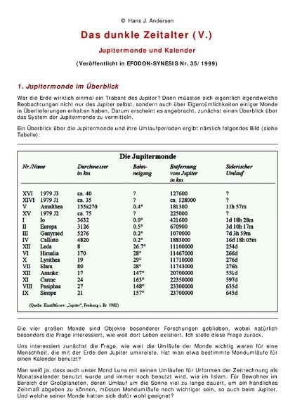 Das dunkle Zeitalter (V) Jupitermonde und Kalender