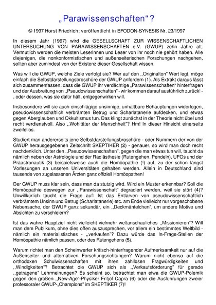 „Parawissenschaften“?
