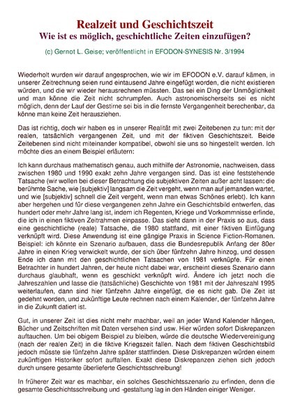 Realzeit und Geschichtszeit – Wie ist es möglich, geschichtliche Zeiten einzufügen?